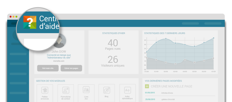 Interface de création de site